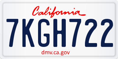 CA license plate 7KGH722