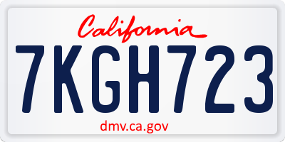 CA license plate 7KGH723
