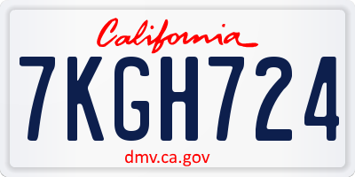 CA license plate 7KGH724