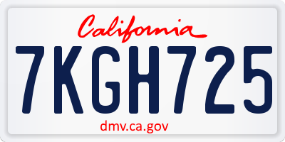 CA license plate 7KGH725