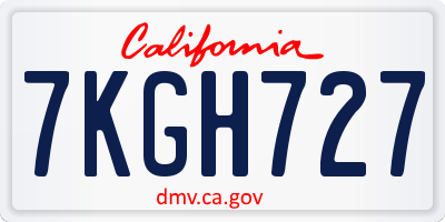 CA license plate 7KGH727