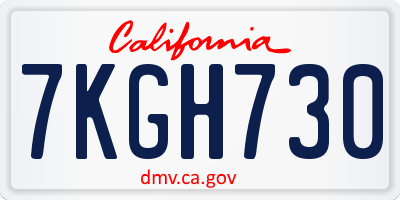CA license plate 7KGH730