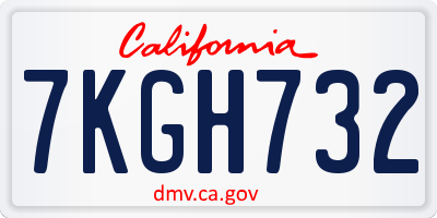 CA license plate 7KGH732
