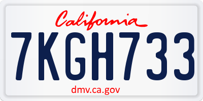 CA license plate 7KGH733