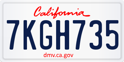 CA license plate 7KGH735