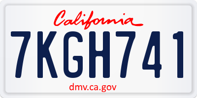 CA license plate 7KGH741