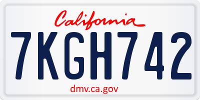 CA license plate 7KGH742