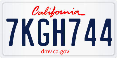 CA license plate 7KGH744