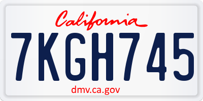 CA license plate 7KGH745