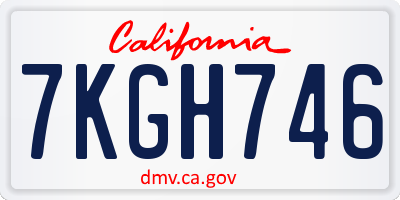 CA license plate 7KGH746