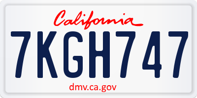 CA license plate 7KGH747