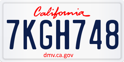 CA license plate 7KGH748