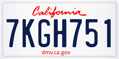 CA license plate 7KGH751