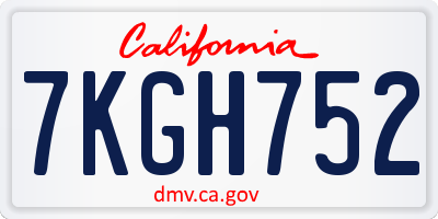 CA license plate 7KGH752