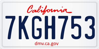 CA license plate 7KGH753
