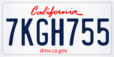 CA license plate 7KGH755