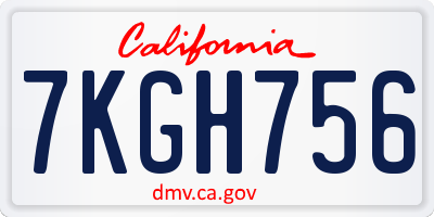 CA license plate 7KGH756
