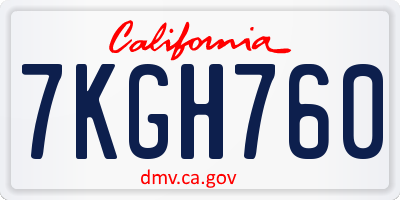 CA license plate 7KGH760