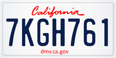 CA license plate 7KGH761