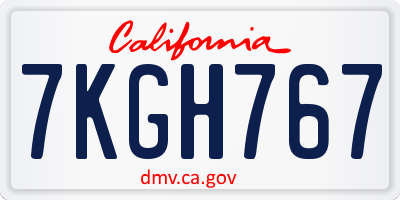 CA license plate 7KGH767