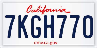 CA license plate 7KGH770