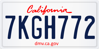 CA license plate 7KGH772