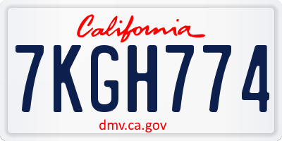 CA license plate 7KGH774