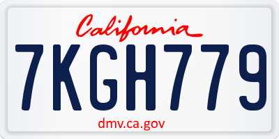 CA license plate 7KGH779