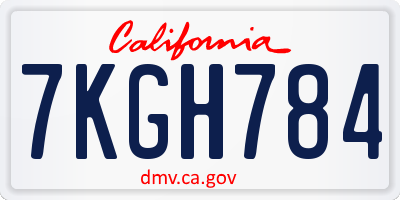 CA license plate 7KGH784