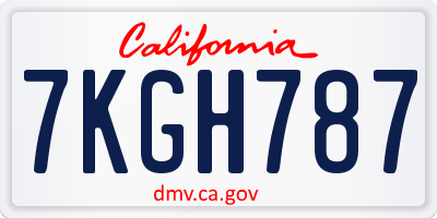 CA license plate 7KGH787