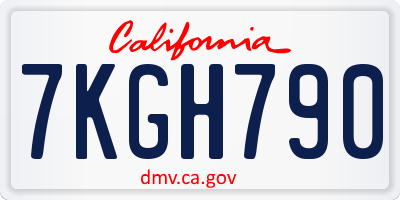 CA license plate 7KGH790