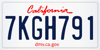 CA license plate 7KGH791