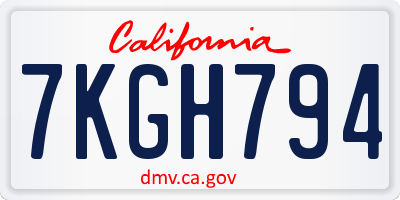 CA license plate 7KGH794