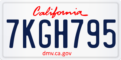 CA license plate 7KGH795