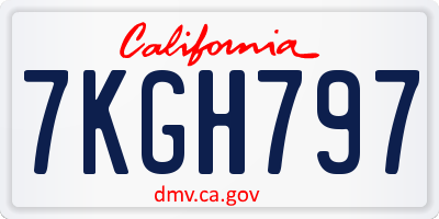 CA license plate 7KGH797
