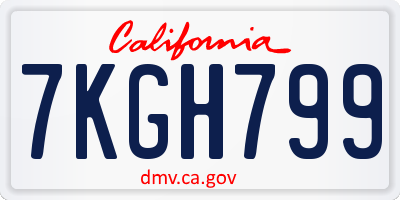 CA license plate 7KGH799