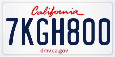 CA license plate 7KGH800