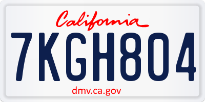 CA license plate 7KGH804
