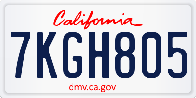 CA license plate 7KGH805