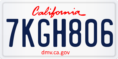 CA license plate 7KGH806
