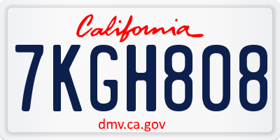 CA license plate 7KGH808