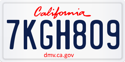 CA license plate 7KGH809