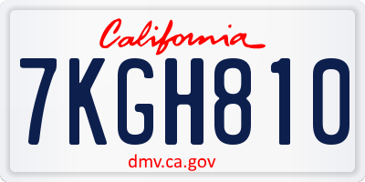 CA license plate 7KGH810