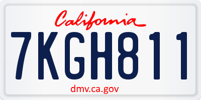 CA license plate 7KGH811