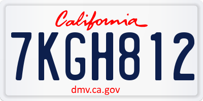CA license plate 7KGH812