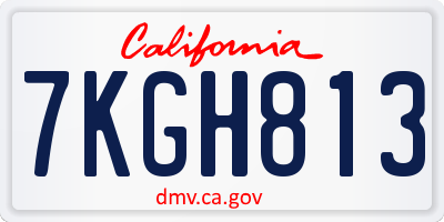 CA license plate 7KGH813