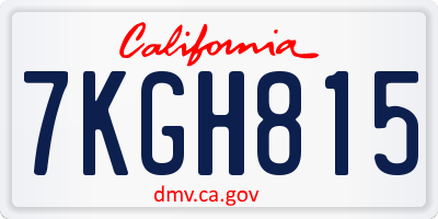 CA license plate 7KGH815