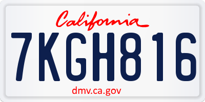 CA license plate 7KGH816