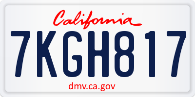 CA license plate 7KGH817
