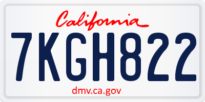 CA license plate 7KGH822